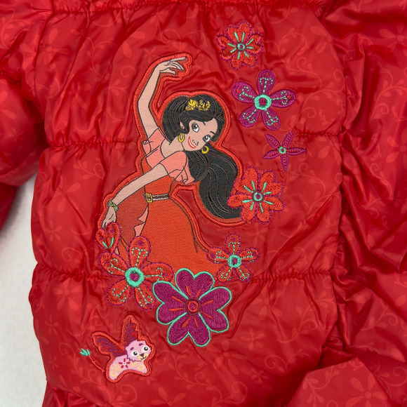 Disney Princess Elena of Avalor Girls Kids Ruffle Puffer Jacket Size 3 Winter - Picture 2 of 8